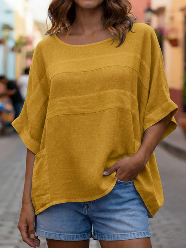 Casual Linen Crew Neck Top