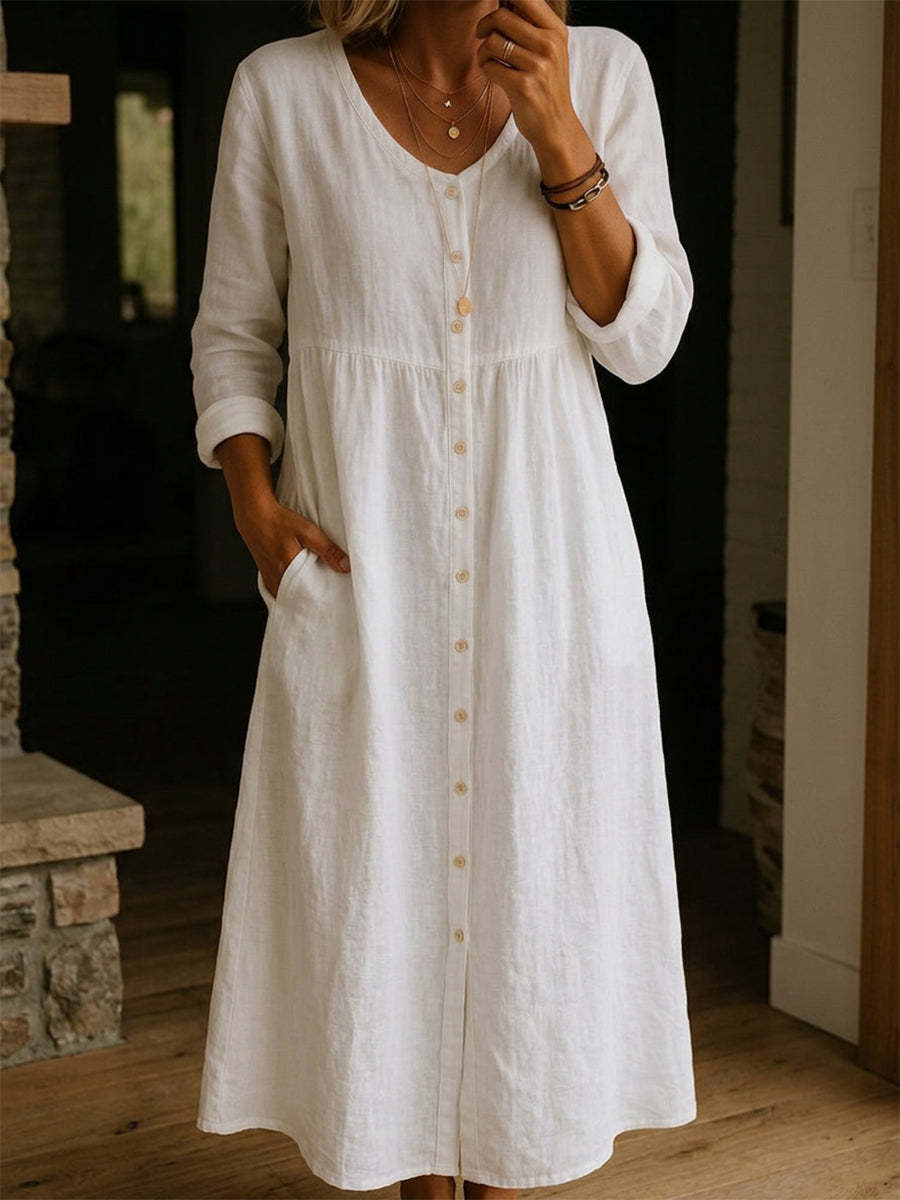 Casual Linen Flowy Maxi Dress