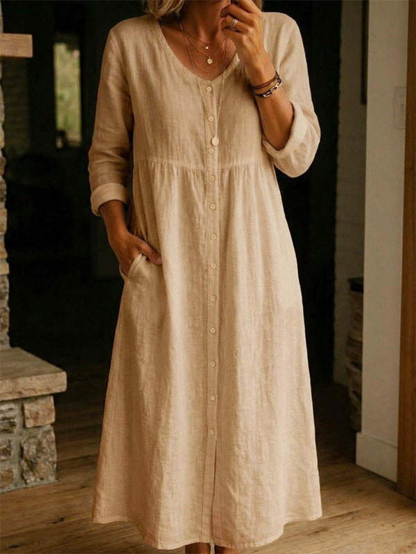 Casual Linen Flowy Maxi Dress