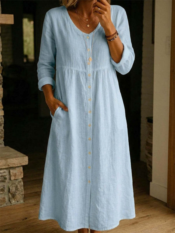 Casual Linen Flowy Maxi Dress