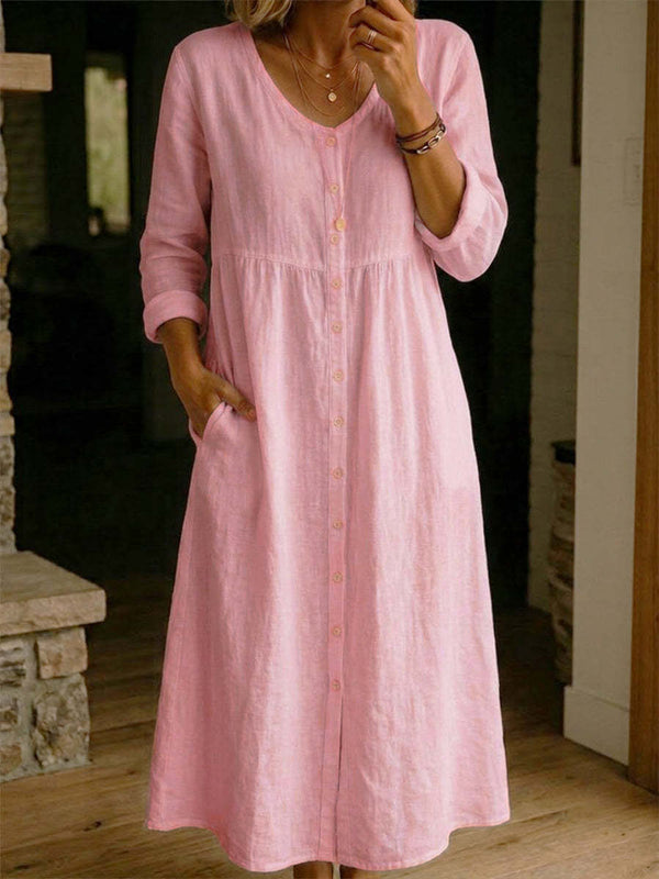 Casual Linen Flowy Maxi Dress
