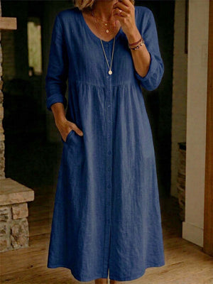 Casual Linen Flowy Maxi Dress