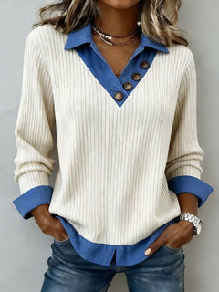 Casual Patchwork Color Block Knit Top