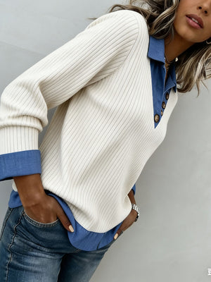 Casual Patchwork Color Block Knit Top