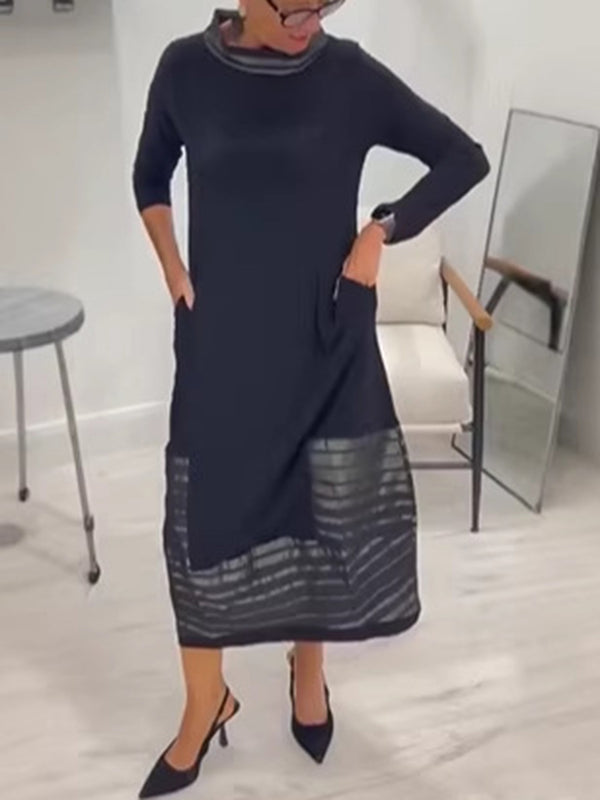 Casual Patchwork Pocket Maxi Dress
