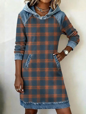 Casual Plaid Print Patchwork Dress