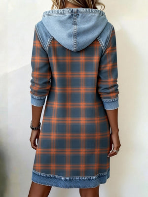 Casual Plaid Print Patchwork Dress