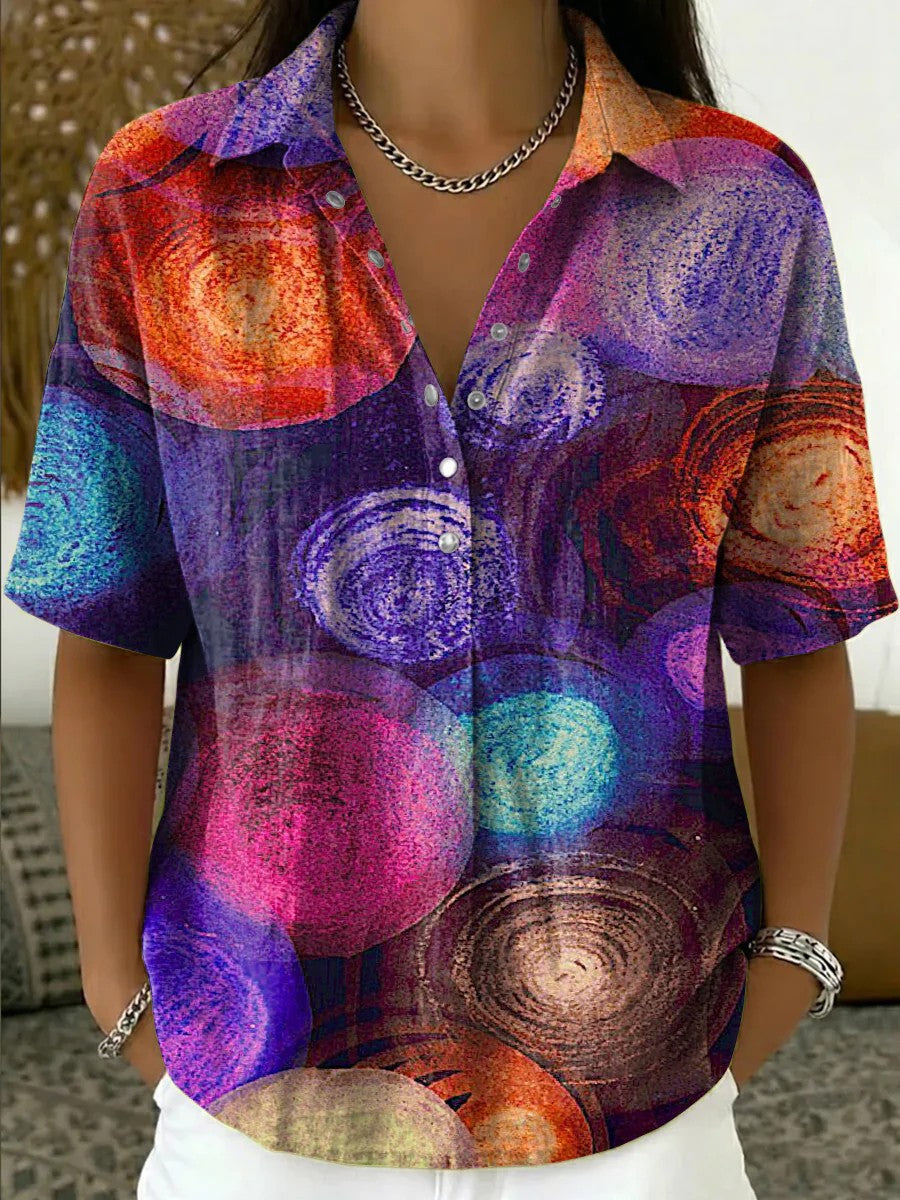 Casual Print Collar Top