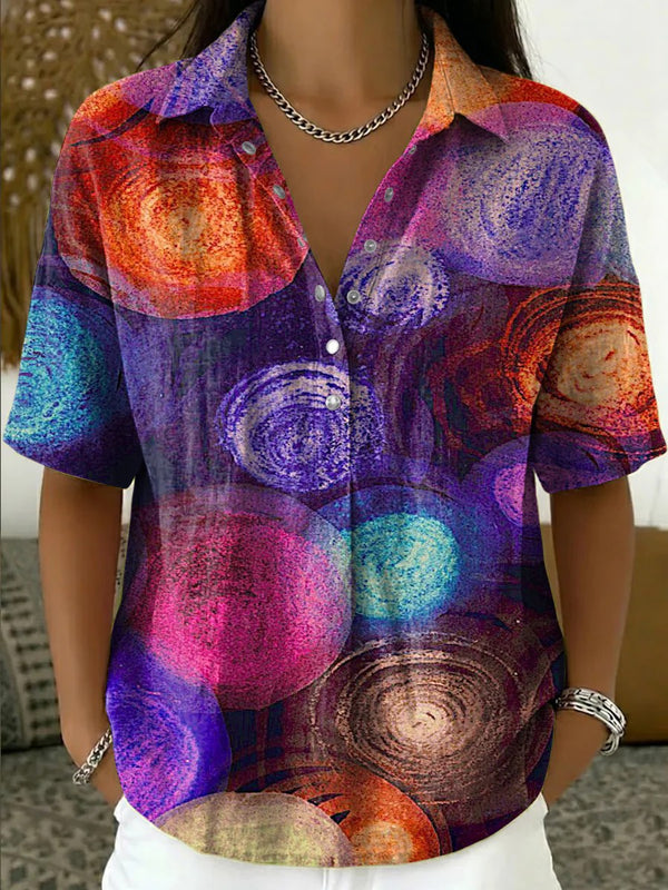 Casual Print Collar Top