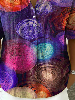 Casual Print Collar Top