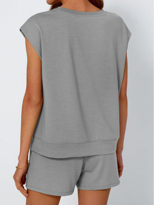 Casual Round Neck Tee & Shorts Set
