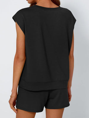 Casual Round Neck Tee & Shorts Set