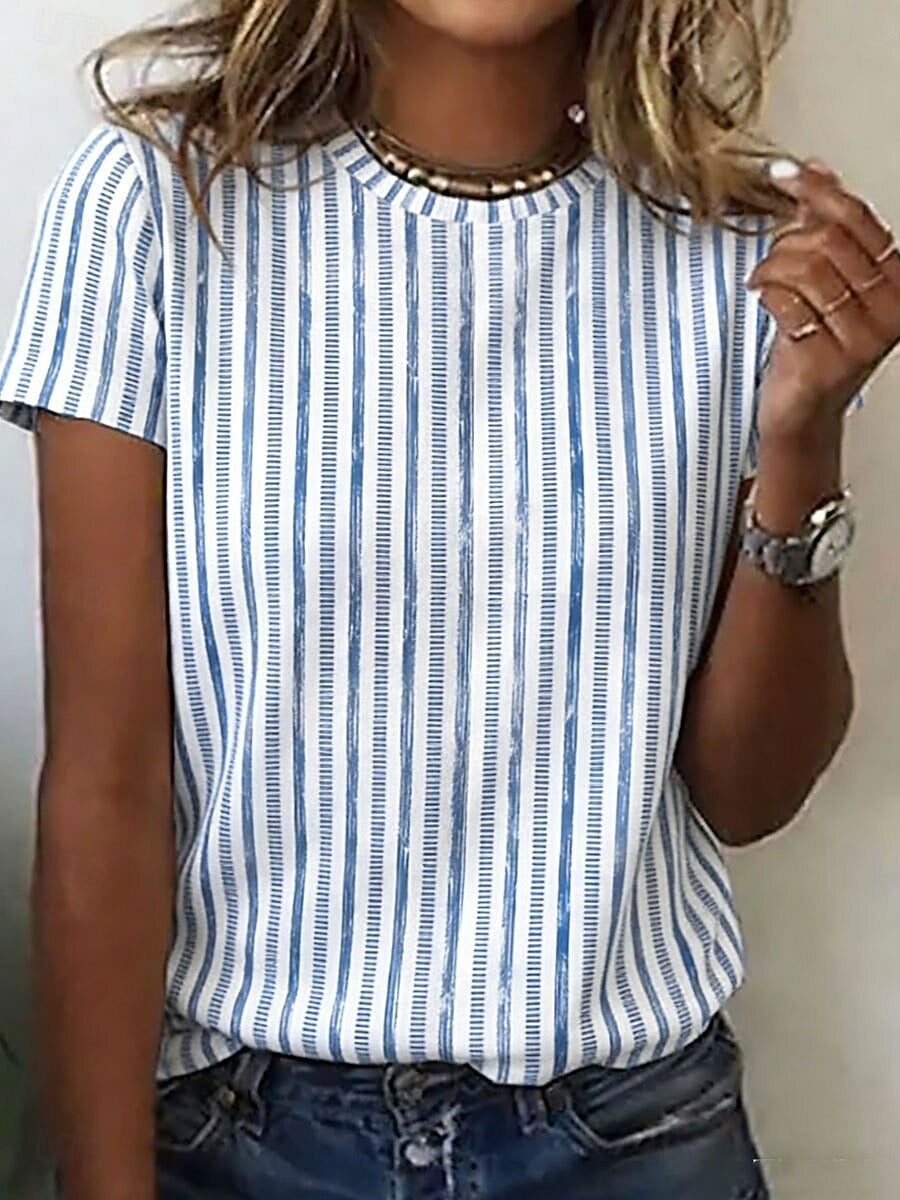 Casual Striped Crew Neck Top