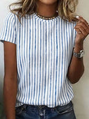 Casual Striped Crew Neck Top