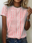 Casual Striped Crew Neck Top