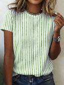 Casual Striped Crew Neck Top