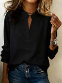 Casual V-Neck Long-Sleeve Elegant Top