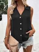Casual V-Neck Sleeveless Chiffon Top
