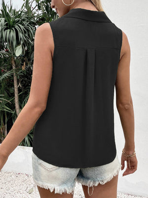 Casual V-Neck Sleeveless Chiffon Top