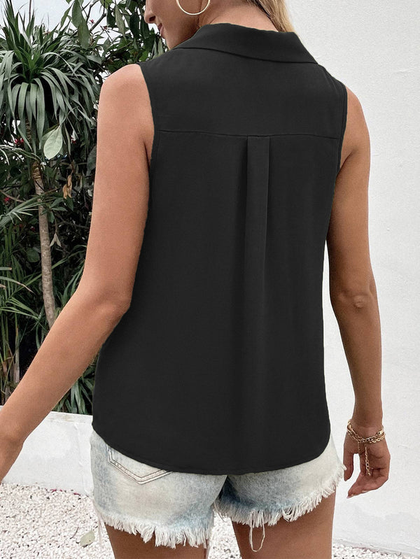 Casual V-Neck Sleeveless Chiffon Top