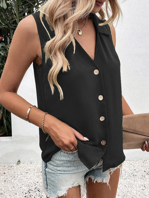 Casual V-Neck Sleeveless Chiffon Top
