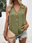 Casual V-Neck Sleeveless Chiffon Top