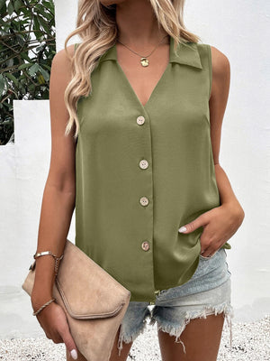 Casual V-Neck Sleeveless Chiffon Top