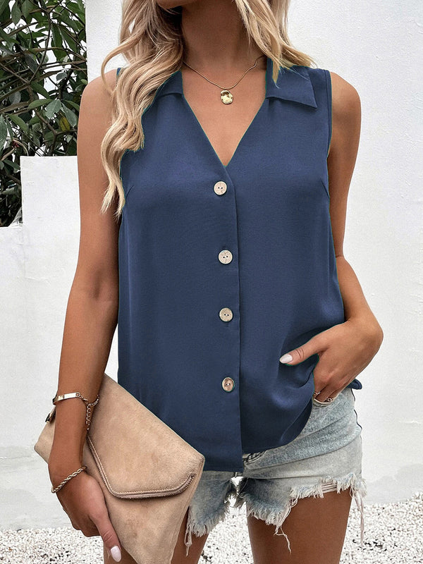 Casual V-Neck Sleeveless Chiffon Top