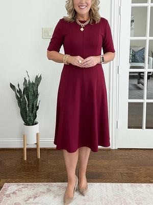 Charm Solid Fitted Midi Dress