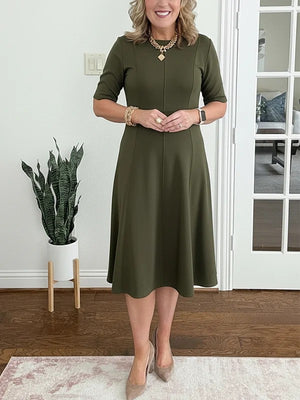 Charm Solid Fitted Midi Dress