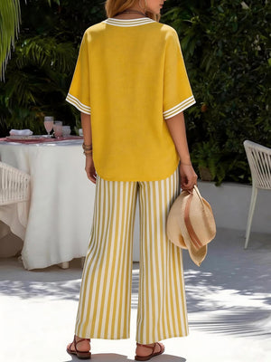 Chic Striped V-Neck Lounge Set