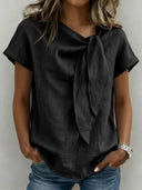 Chic Tie Neck Linen Blend Top