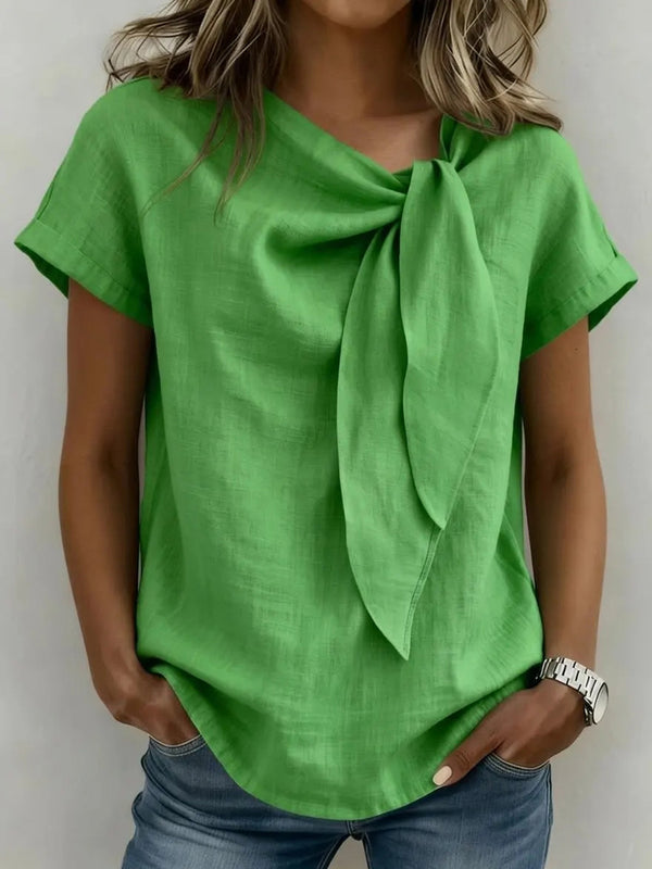 Chic Tie Neck Linen Blend Top