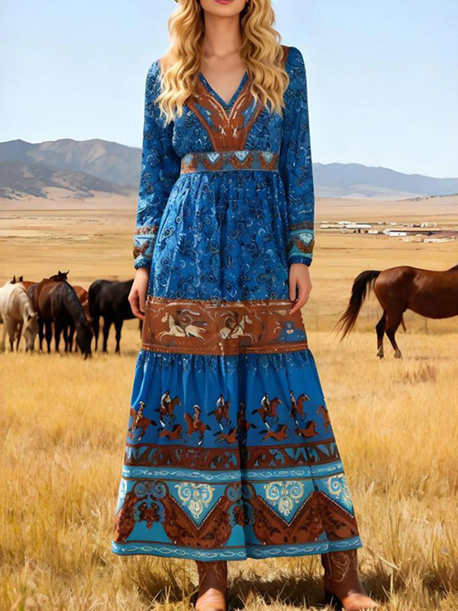 Chic All-Season Printed Long Dress