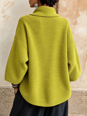Chic Asymmetric Cowl Neck Button Cardigan