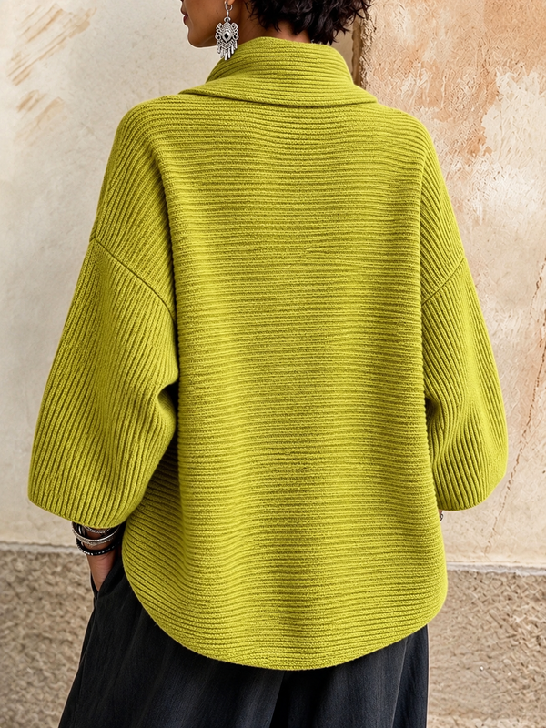 Chic Asymmetric Cowl Neck Button Cardigan