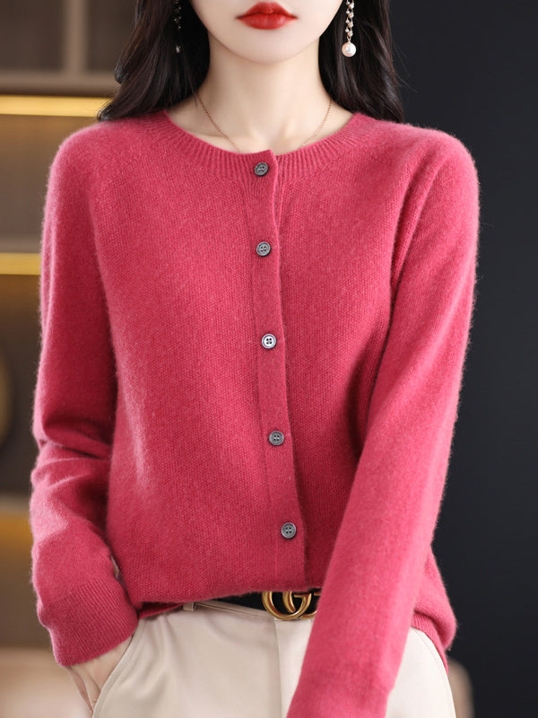 Chic Color Block Button-Down Cardigan