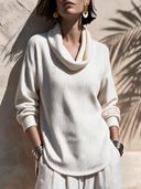 Chic Cowl Neck Curved Hem Knit Top