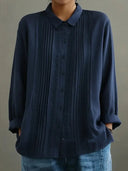 Chic Everyday Lace Detail Button-Up Blouse