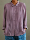 Chic Everyday Lace Detail Button-Up Blouse