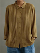 Chic Everyday Lace Detail Button-Up Blouse