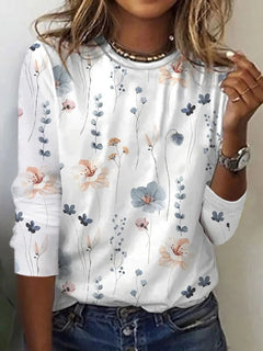 Chic Floral Crew Neck Top