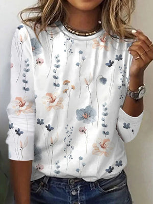 Chic Floral Crew Neck Top