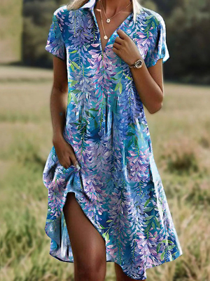 Chic Floral V-Neck Midi Dress