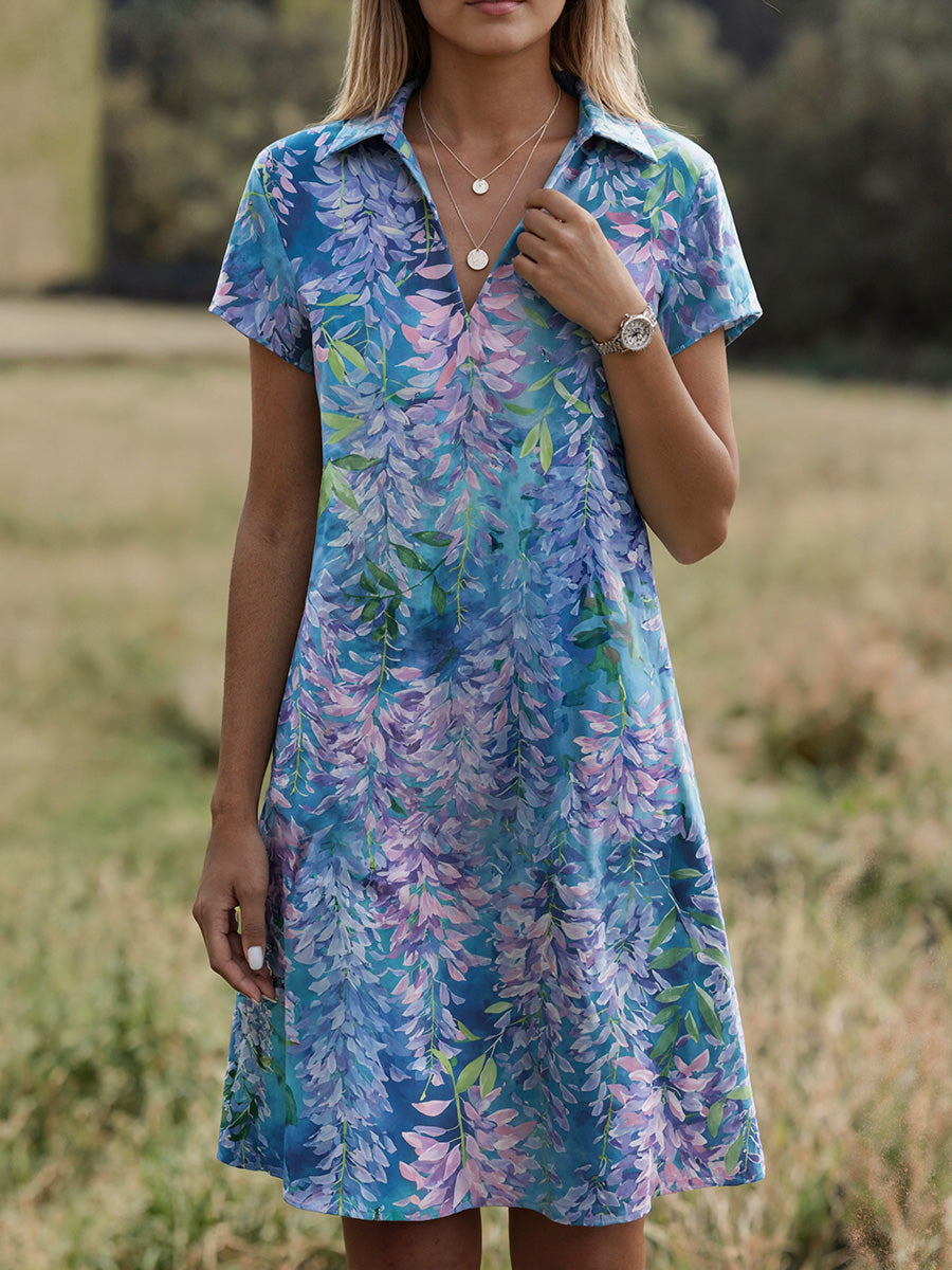 Chic Floral V-Neck Midi Dress
