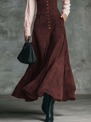 Chic High-Waisted Striped Shirt Patchwork Maxi Dress