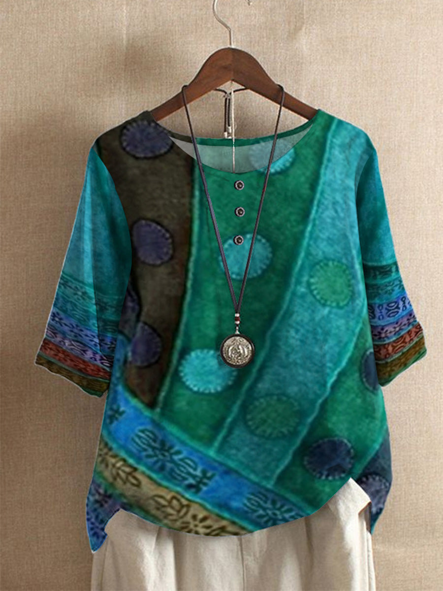 Chic Printed Short Sleeve Top