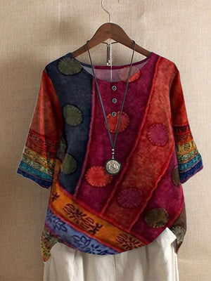 Chic Printed Short Sleeve Top