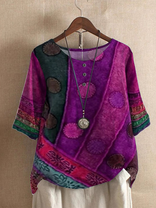 Chic Printed Short Sleeve Top
