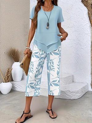 Chic Printed Two-Piece Set